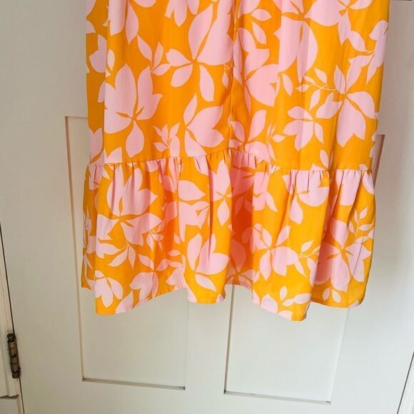 NWT Collective Concepts Orange Spring Summer Sleeveless Ruffled Dress sz S - Picture 9 of 11